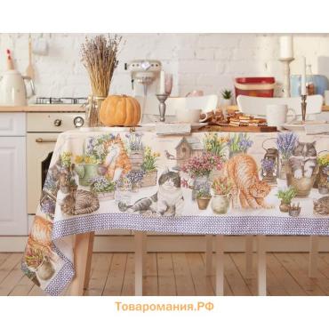 Скатерть  «Уютные коты», 180×147 см, 100% хлопок, саржа 190 г/м²
