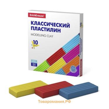 Пластилин ErichKrause Basic, 10 цветов, 160 г, в картонной упаковке