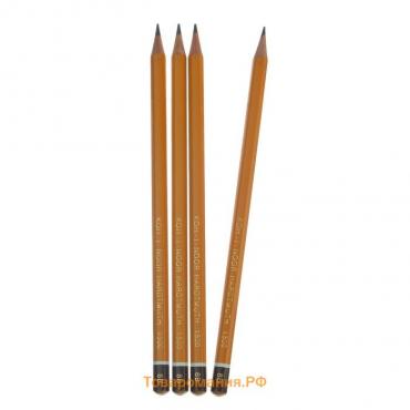 Набор профессиональных чернографитных карандашей 4 штуки Koh-I-Noor 1500 B8, заточенные (1161789)