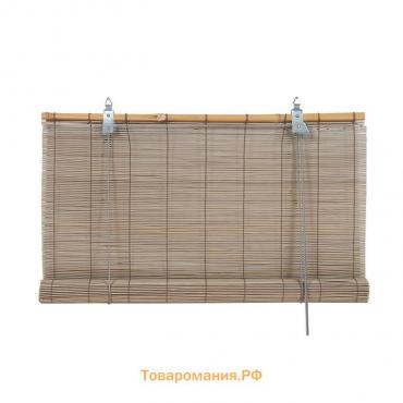 Бамбуковая рулонная штора, 120х160 см, цвет серый