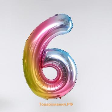 Воздушный шар фольгированный 40" «Цифра 6», градиент