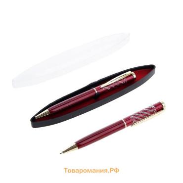 Ручка подарочная, шариковая, в пластиковом футляре, поворотная, "Фрэнсис", бордовый с золотистыми вставками