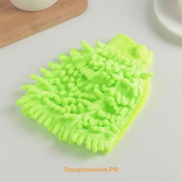 Варежка для уборки  «Букли», микрофибра односторонняя, 15×20 см, МИКС