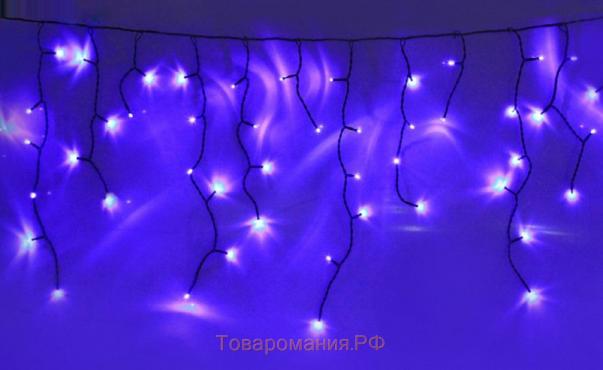 Гирлянда «Бахрома» 4 × 0.6 м, IP44, тёмная нить, 180 LED, свечение синее, 8 режимов, 220 В