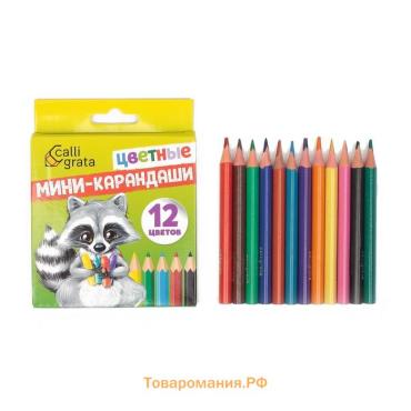 Карандаши цветные 12 цветов Calligrata, МИНИ в картонной коробке