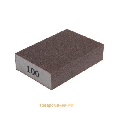 Губка абразивная шлифовальная ТУНДРА, твердая, 100×70×25 мм, P100