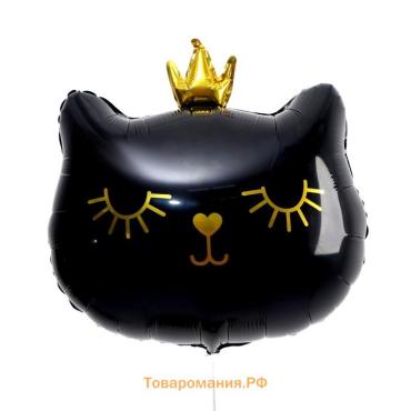 Воздушный шар фольгированный 18" «Кошечка-королева чёрная», фигура