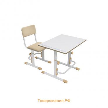 Комплект Polini kids растущая парта-трансформер + регулируемый стул, цвет белый-макиато
