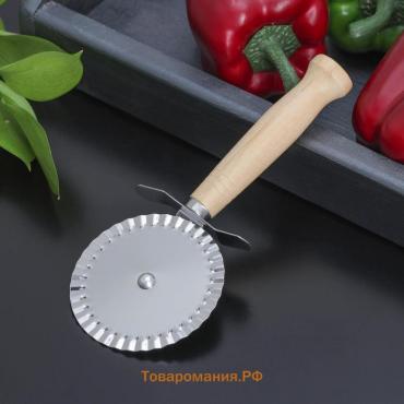 Нож для пиццы и теста «Классик», 18,5 см, ребристый, цвет бежевый