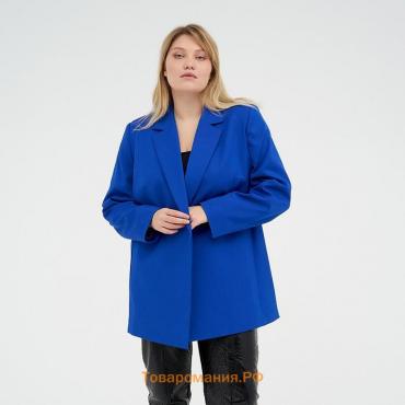 Пиджак женский с поясом MIST plus-size, размер 58, цвет синий