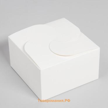 Коробка под бенто - торт без окна, белая, 14×14×8 см