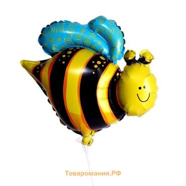 Воздушный шар фольгированный 13" «Весёлая пчела», фигура, для палочки