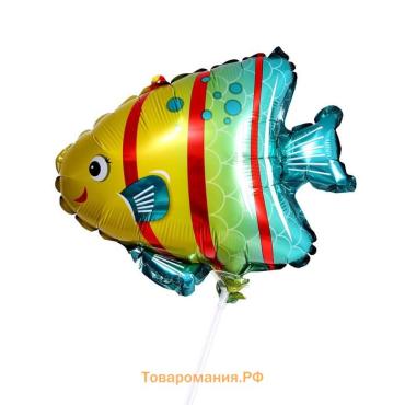 Воздушный шар фольгированный 13" «Яркая рыбка», фигура, для палочки