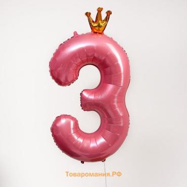 Воздушный шар фольгированный 40" «Цифра 3 с короной»