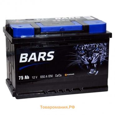 Автомобильный аккумулятор BARS 75 Ач 6СТ-75.1 VL, прямая полярность