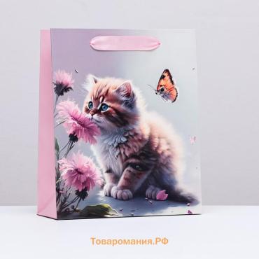 Пакет ламинированный вертикальный «Котёнок», 21×25×8 см